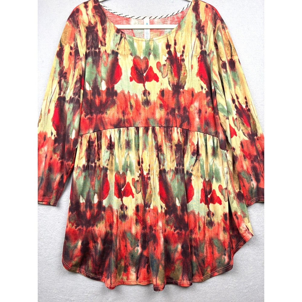 Paisley Grace Tunic Blouse Womens XL Babydoll Abstract Print Bell Sleeve Boho